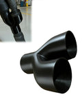 Heavy Duty Y Shaped Hose Splitter For Miter Saw Dust Collection, dual port black adapter for 2.5 inch shop vac hoses.