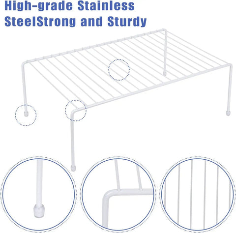 Set Of 2 Large White Cabinet Storage Shelf Racks For Kitchen Pantry Refrigerator And Bathroom Cupboard Hella Spacious, strong stainless steel rack.