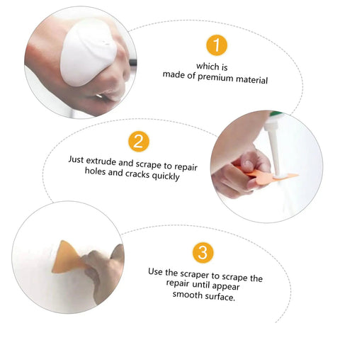 Steps to use Two Pack Wall Repair Cream Kit With Scraper And Precision Applicator For Quick Interior And Exterior Crack Repair.