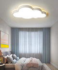 Cloud Shape LED Ceiling Light For Kids Room Acrylic Flush Mount Chandelier With Remote Dimmable Warm And White Light Large 25.5 Inch By 16 Inch Kids Bedroom Nursery Living Room Decor installed in bedroom