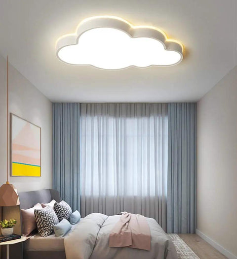 Cloud Shape LED Ceiling Light For Kids Room Acrylic Flush Mount Chandelier With Remote Dimmable Warm And White Light Large 25.5 Inch By 16 Inch Kids Bedroom Nursery Living Room Decor installed in bedroom