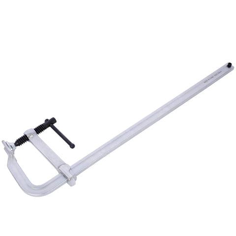 Heavy Duty Drop Forged Steel Bar Clamps Set For Welding And Woodworking 20 Inch Jaw Opening shown from the side with long rail.