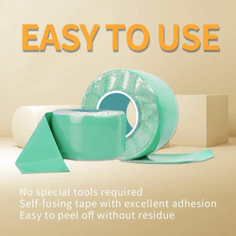 Self Fusing Silicone Repair Tape 16.4 Ft Long Waterproof And Heat Resistant Rubber Wrap shown with easy to use features