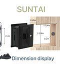 Privacy Sliding Door Lock With Pull For Pocket Doors In Matte Black No Nonsense Solid Brass Construction, Reversible, dimension display