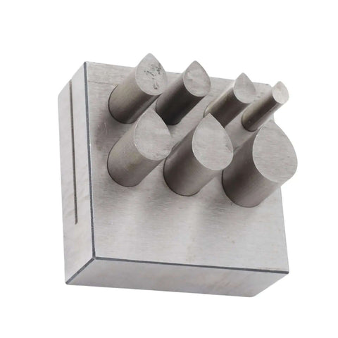 Disc Cutter Set For Jewelry Making With Seven Drop Shaped Dies Flat Bottom Punch Tool Pro Grade 45 Steel Ideal For Brass Gaskets Metal Sheets And Craft Projects