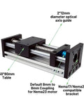 Heavy Duty Nema 23 Motor Sliding Table Kit With Linear Guide Rail And Precision Optical Axis Slide Stage For DC 24V CNC Workbench with 50x80mm table.