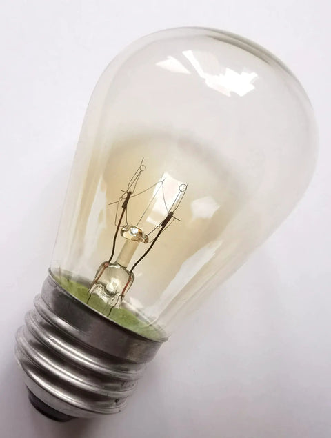 11W Outdoor S14 Incandescent Replacement Bulb 120V E26 Base, clear glass with amber tint, for patio string lights