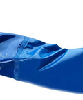 Heavy Duty Elbow Length Pvc Work Gloves With Rough Nonskid Grip Built For The Daily Grind Handles Grease And Slippery Locations Medium Blue Single Pair side view showing the blue glove's grip and elbow length design.