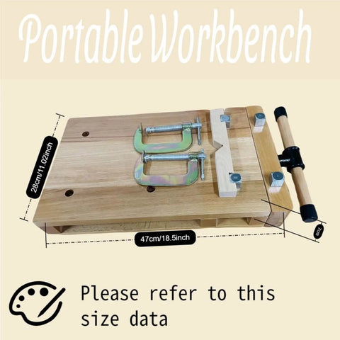 Durable Beech Wood Workbench Vise For Home Hobbyists And Woodshops Desktop Woodworking Vise With G Type Fixing Clips And Four Metal Limit Blocks Built For Chiseling Planing And Sawing Projects, showing dimensions