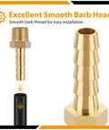 Four Pack Brass Hose Barb Fittings One Quarter Inch Barb To One Quarter Inch NPT Male Thread Quick Coupler Adapter Connector