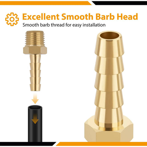 Four Pack Brass Hose Barb Fittings One Quarter Inch Barb To One Quarter Inch NPT Male Thread Quick Coupler Adapter Connector