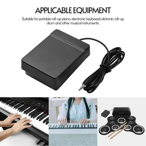 Rock Solid Sustain Pedal With 3.5mm And 6.35mm Interface For Electronic Keyboard Digital Piano And Portable Roll Up Instruments
