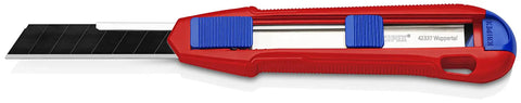 CutiX Universal Snap Knife with Stabilization Bar, 6-1/2 Inch Red Blue Grip, Quick Blade Replacement Without Tools, 18mm Snap-Off Blades in frame