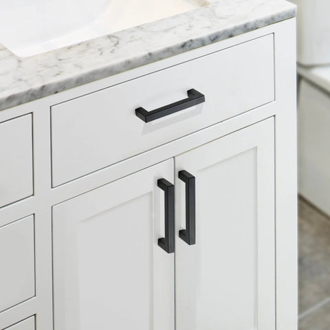 10 Pack Solid 5 Inch Square Matte Black Kitchen Cabinet Handles For Cabinets And Drawers Durable Cabinet Pulls Hardware Installed