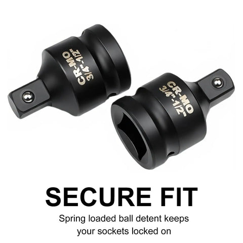 Cool 5 Piece Impact Socket Adapter And Reducer Kit Includes 3/4 To 1/2 1/4 To 3/8 3/8 To 1/2 And More For Heavy Duty Crankin' With Chrome Molybdenum Alloy Build, spring-loaded ball detent