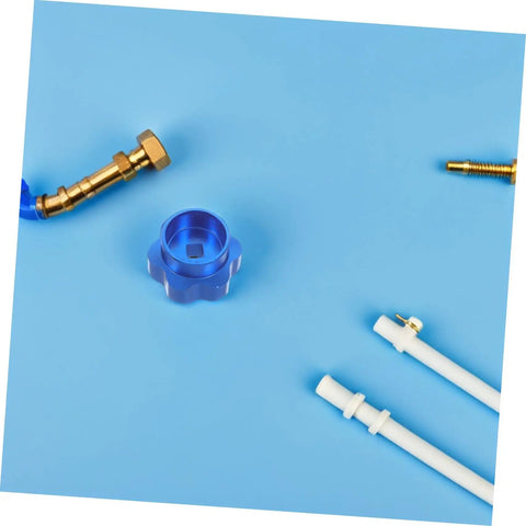 Blue Round Wheel Handwheel Outdoor Faucet Handle Replacement For Hose Bib And Spigot Stem 6.6mm Hole Aluminum Alloy Valve.