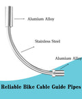 V Brake Noodle Cable Guide Pipe Kit with Rubber Boots for MTB Rigs and More, showing 90 degree alumiun alloy and stainless steel bend pipe