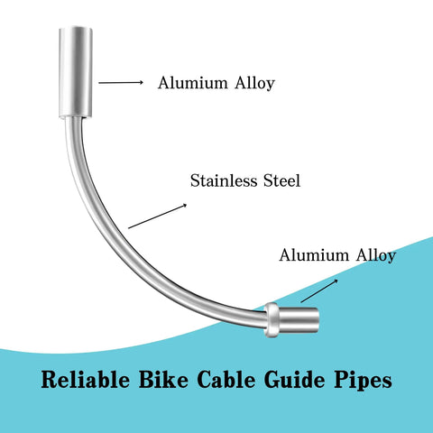 V Brake Noodle Cable Guide Pipe Kit with Rubber Boots for MTB Rigs and More, showing 90 degree alumiun alloy and stainless steel bend pipe