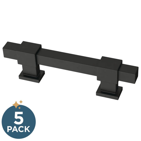 5 Pack Matte Black Cabinet Handles And Adjustable Drawer Pulls For Kitchen Cabinets Dressers And Cupboards Fits 1-3/8 To 4 Inch Hole Centers 35-102 mm Adjusta-Pull