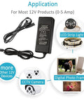 Triple Pack 12V LED Power Supply Adapters for LED Strip Lights, 5A Max, 60W Max Each - Application diagram