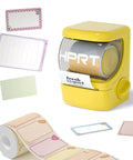 Hassle Free Bluetooth Label Maker With Straightforward Phone Sync And One Included Thermal Tape Roll Sweet For Quick Diy Crafting And Super Clean Home Tagging In Bright Yellow with labels and tape roll.