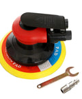 Lightweight 6 Inch Air Orbital Sander With Low Vibration And Low Center Of Gravity shown with accessories