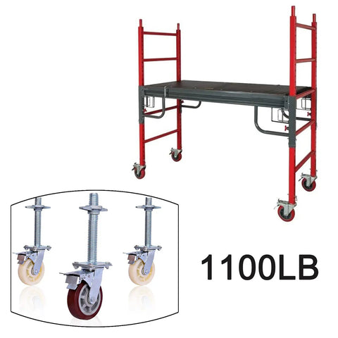 Hella Sturdy Heavy Duty 6 Inch Locking Swivel Caster Wheels With Adjustable Leg Height And Parking Brakes For Industrial Scaffold Tower Nylon Casters Built To Handle Maximum Weight Without Skipping A Beat