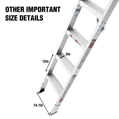 Retractable Attic Ladder For 7 Ft 8 In To 10 Ft 3 In Ceilings, folding aluminum loft stairs with 12 in steps and 14.1 in base