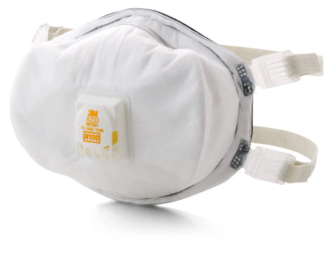 Disposable N100 Particulate Respirator With Exhalation Valve NIOSH Approved for Non Oil Based Particles, white mask with straps