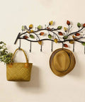 Heavy Duty Wall Mounted Entryway Coat Rack With Seven Nifty Hooks Solid For Long Coats Big Handbags And Daily Keys featuring a decorative leaf design.