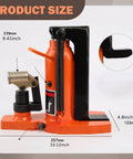 Product size details for Heavy Duty Hydraulic Claws Toe Jack featuring 20mm steel pads and 115mm lift range.