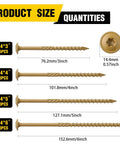 Yellow 14 By 4 Inch Structural Wood Screws Self Tapping Built Tough Deck Screws With Free T25 Bit No Pre Drill Required details