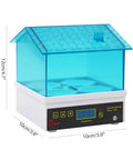 Digital Pro Grade Poultry Egg Incubator With Automatic Temperature Control And Large Viewing Window For Chicken Duck Quail Turkey And Goose Eggs No Sweat Setup showing blue transparent cover with temperature display.