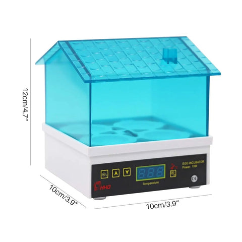 Digital Pro Grade Poultry Egg Incubator With Automatic Temperature Control And Large Viewing Window For Chicken Duck Quail Turkey And Goose Eggs No Sweat Setup showing blue transparent cover with temperature display.