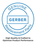 Gerber genuine replacement parts logo emphasizing high quality and product performance optimization.