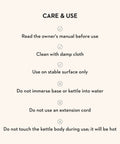 Care and use instructions for Electric Kettle With Stainless Steel Body In Black And White Courtly Check Pattern For Quick Boiled Water.