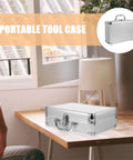 Tough As Nails Aluminum Storage Case With Secure Snap Latch And Plush Foam Padding For Guarding Cameras Cosmetic Kits And Power Tools On Weekend Getaways While Rolling Out on a wooden table.