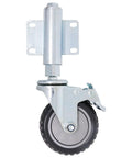 Heavy Duty Gate Support Wheel That Handles Weight Like A Champ And Rolls Buttery Smooth With Spring Loading And Foot Brake Ideal For Wood Or Metal Yards Rated 170 Lbs Zero Hiccups Daily, showcasing steel hub and rubber tread.