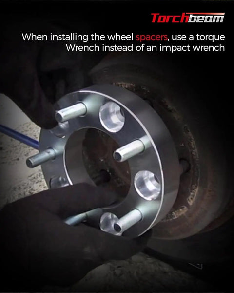 Installing Lug Centric Wheel Spacers 0.5 Inch Thick Boost Offset For Chevy GMC Toyota Honda Ford Trucks SUV with torque wrench.