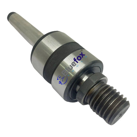 Woodworking Live Tailstock Chuck Adapter For 1 Inch By 8 Tpi Thread With Morse Taper Mount MT2, metal close-up view.