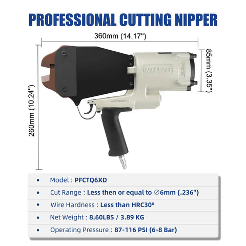 Heavy Duty Air Wire Cutter Knocks Out Up To Six Millimeter Steel Cable And Barbed Wire With Rock Solid Forged Blades, 360mm size.