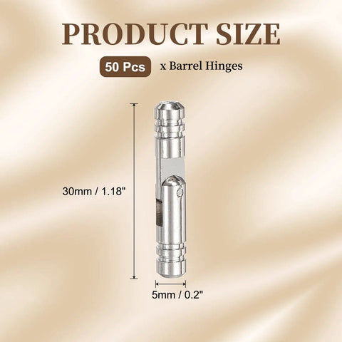 50 Pcs Concealed Brass Barrel Hinges 5x30mm Dope For Jewelry Boxes And Small Woodworking Projects Hidden Barrel Hinges