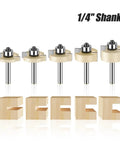 Must Have Heavy Duty Rabbeting Router Bit 1-1/4 In With Precision Bearing And 6mm Or 1/4 Inch Shank displayed with wood cutouts