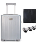 18 Inch Carry On Luggage With Movable Wheels TSA Approved Under The Seat Cabin Friendly Hard Shell Lightweight Bag In Pearl Silver