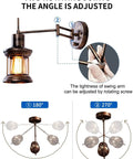 Farmhouse Dimmable Swing Arm Wall Light Two Pack Hardwire Or Plug In Rustic Vintage Sconce with adjustable angles