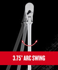 V Series Three Eighths Inch Drive Ratchet With Flexible Head XL 96 Tooth 180 Degree Articulating Head showing 3.75-degree arc swing