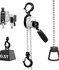 Manual Lever Chain Hoist 1/2 Ton 1100 Lb Capacity With G80 Chain Dual Pawl Brake And 360 Degree Hooks For Warehouse