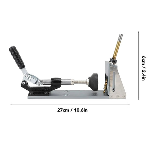 No Sweat Precision Pocket Hole Jig System Dead On Drill Depth Control and Slick Woodworking Alignment Tool with sharp drill bit.