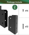Heavy Duty 30 Degree Stair Deck Railing Brackets 304 Stainless Steel 2x4 Wood Post Connectors showing two black coated connectors with screws.