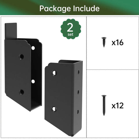 Heavy Duty 30 Degree Stair Deck Railing Brackets 304 Stainless Steel 2x4 Wood Post Connectors showing two black coated connectors with screws.